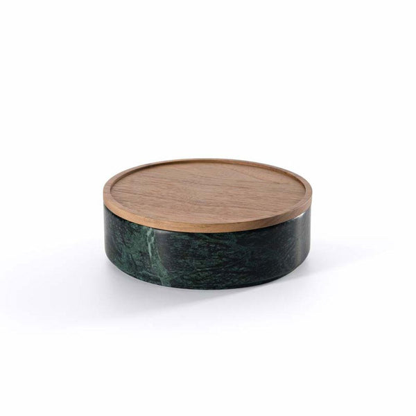 Pietra L09 Large Container Trinket Box Verde Guatemala Marble, Walnut Wood Lid Salvatori by COLLECTIONAL DUBAI
