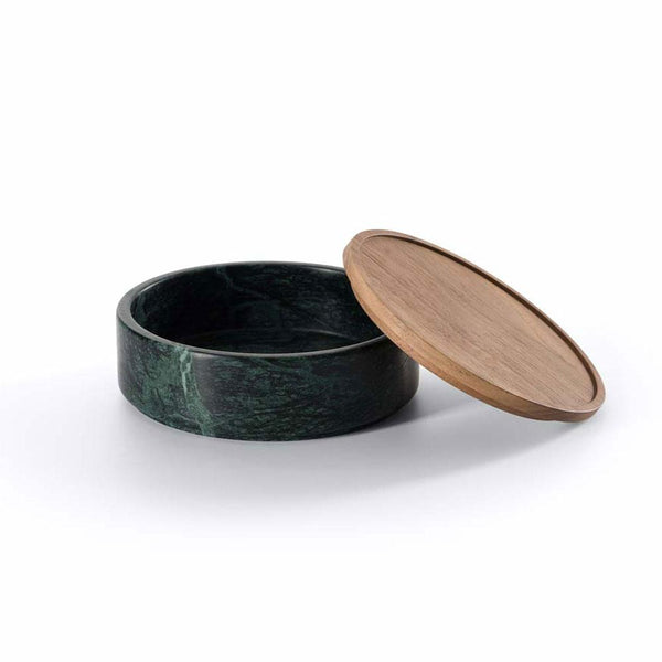 Pietra L09 Large Container Trinket Box Verde Guatemala Marble, Walnut Wood Lid Salvatori by COLLECTIONAL DUBAI