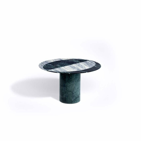 Proiezioni Round Side Table With Inlay Green Marble Salvatori by COLLECTIONAL DUBAI