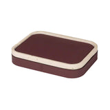 Polo Small Rectangular Stackable | Trinket Box | Bordeaux Leather Cover, Travertino Marble