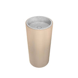 Adda Cylinder | Freestanding Washbasin | Bianco Carrara Marble, Smooth Maple Wood