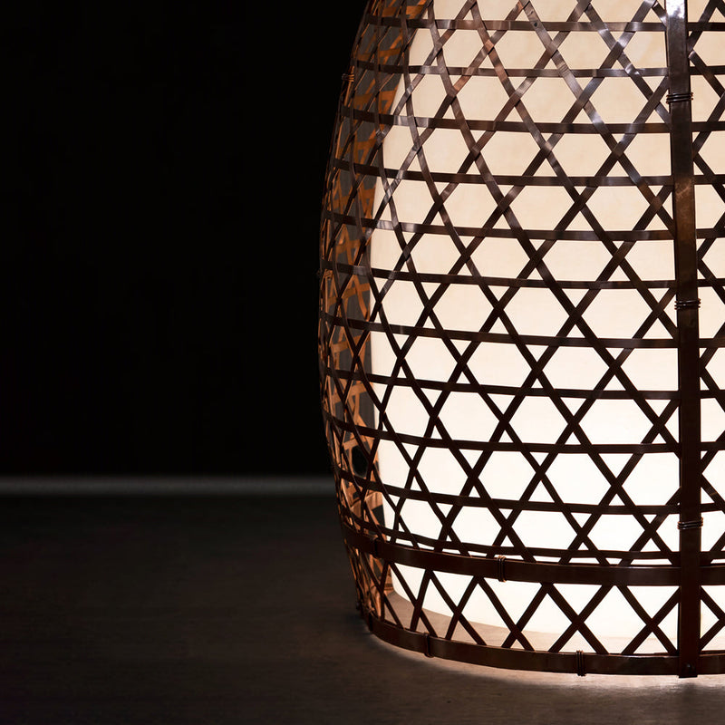 High-tech Louis Vuitton building lights up like a giant lantern at